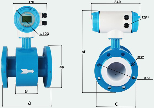 工業(yè)水流量計外形尺寸圖